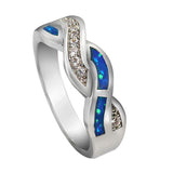 Platinum & Silver Plated Blue Fire Opal Ring