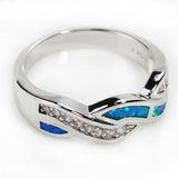 Platinum & Silver Plated Blue Fire Opal Ring