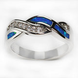 Platinum & Silver Plated Blue Fire Opal Ring