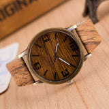 Men Wooden Quartz Leather Strap Casual Watches