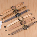 Men Wooden Quartz Leather Strap Casual Watches