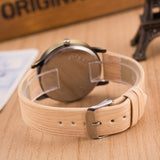 Men Wooden Quartz Leather Strap Casual Watches