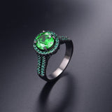 Gold Plated Emerald Crystal Zircon Ring