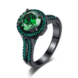 Gold Plated Emerald Crystal Zircon Ring