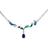 Blue Sea Silver Opal Necklace