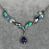 Blue Sea Silver Opal Necklace