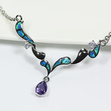 Blue Sea Silver Opal Necklace
