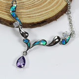 Blue Sea Silver Opal Necklace