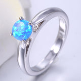 Simple Round White Fire Opal Ring