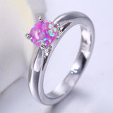Simple Round White Fire Opal Ring