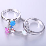 Simple Round White Fire Opal Ring