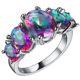 Mystic Topaz 5 Stones Silver Ring