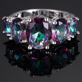 Mystic Topaz 5 Stones Silver Ring
