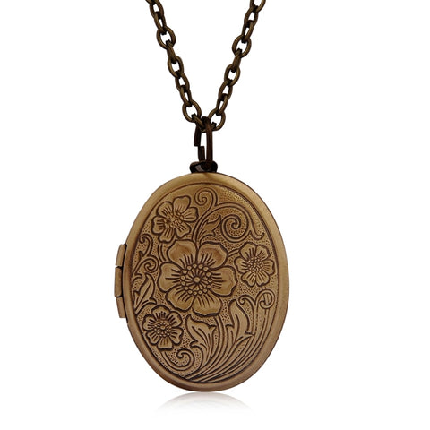 Oval Carved Flower Locket
