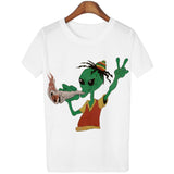 18 Style Smoking Alien Print Funny Casual Tees