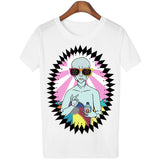 18 Style Smoking Alien Print Funny Casual Tees