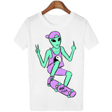 18 Style Smoking Alien Print Funny Casual Tees