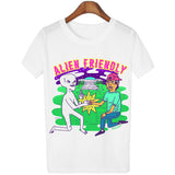 18 Style Smoking Alien Print Funny Casual Tees