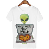 18 Style Smoking Alien Print Funny Casual Tees