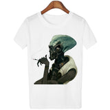 18 Style Smoking Alien Print Funny Casual Tees