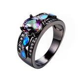 Mystic Rainbow Zircon Blue Fire Opal Ring