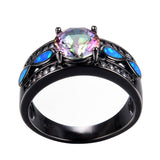 Mystic Rainbow Zircon Blue Fire Opal Ring
