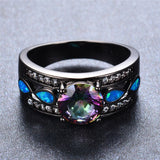 Mystic Rainbow Zircon Blue Fire Opal Ring