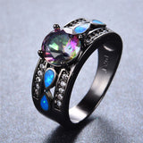 Mystic Rainbow Zircon Blue Fire Opal Ring