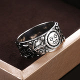 Sun Moon Leaves Pattern Ring