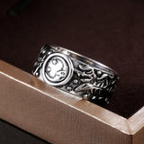Sun Moon Leaves Pattern Ring