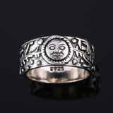 Sun Moon Leaves Pattern Ring