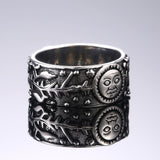 Sun Moon Leaves Pattern Ring