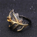 Elegant Black Gold Leaves