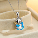 Fire Opal Panda Necklace