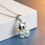Fire Opal Panda Necklace
