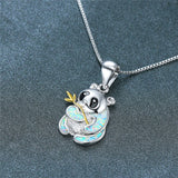 Fire Opal Panda Necklace