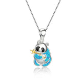 Fire Opal Panda Necklace