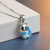 Fire Opal Panda Necklace