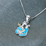 Fire Opal Panda Necklace