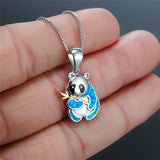 Fire Opal Panda Necklace