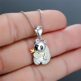 Fire Opal Panda Necklace