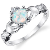 Silver White Heart Opal Ring