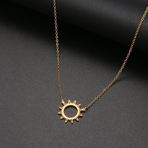 Hollow Sun Pendant Necklace