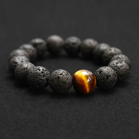 Volcanic Lava Stone Tiger Eye Bracelet