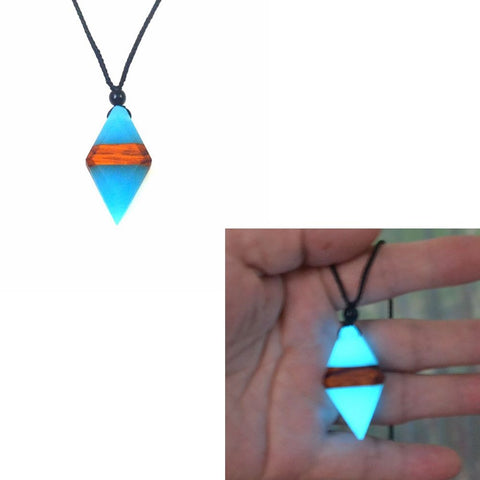 Glow Wood Resin Arrow Necklace