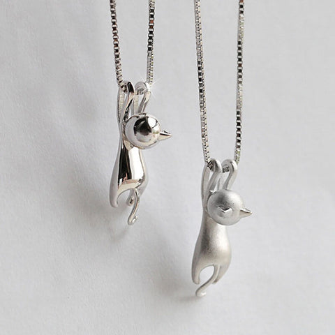 Silver Plated Tiny Cat Necklace
