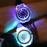 Silicone Diamond Rhinestone LED Luminous Watches