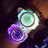 Silicone Diamond Rhinestone LED Luminous Watches