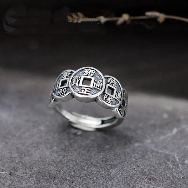 Five Emperor Coin Auspicious Ring