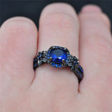 Black Gold Filled Blue Stone Ring